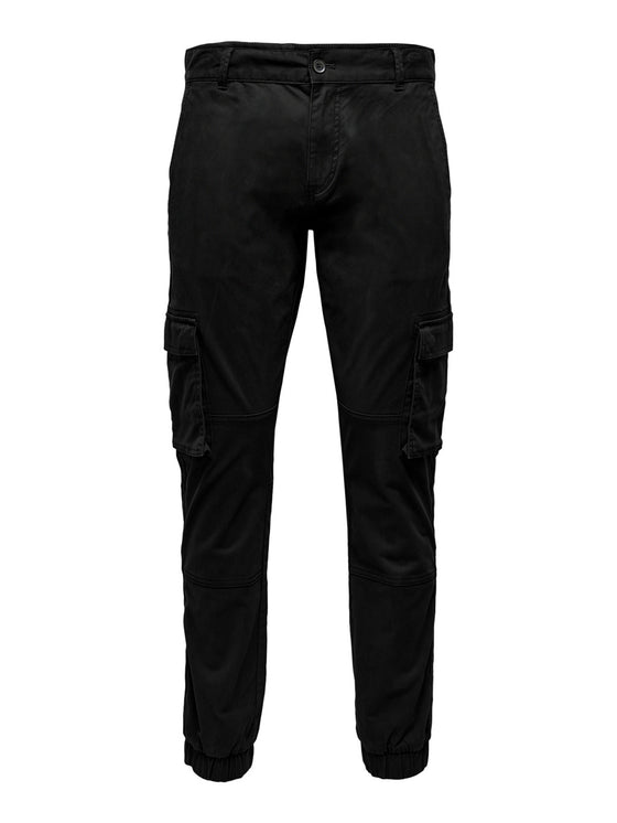 STAGE STRETCH FIT CUFFED CARGO PANT BLACK