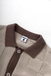 CHECK PANEL CARDIGAN MUSHROOM