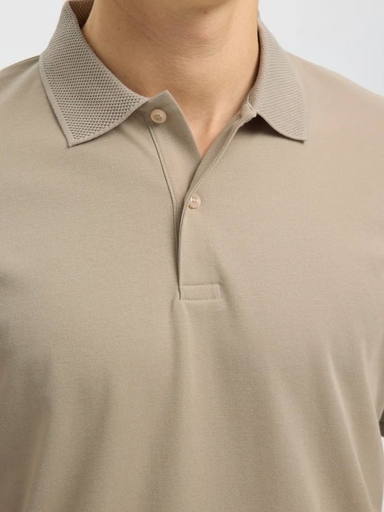 FAVE SS POLO OATMEAL BUTTON