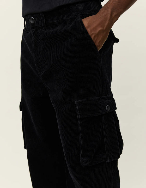 KAI CORDUROY CARGO PANTS BLACK