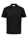 FAVE ZIP COLLAR S/S POLO BLACK