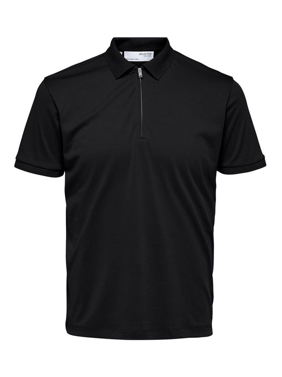 FAVE ZIP COLLAR S/S POLO BLACK