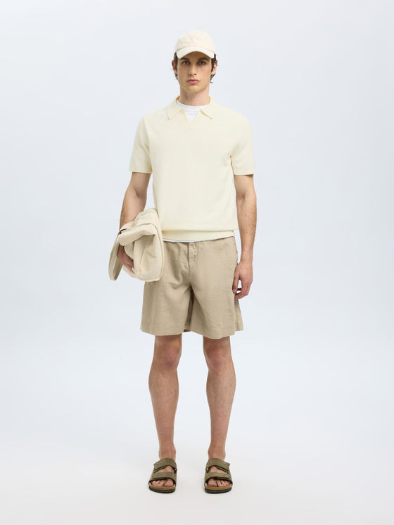 TELLER SS KNITTED POLO EGRET