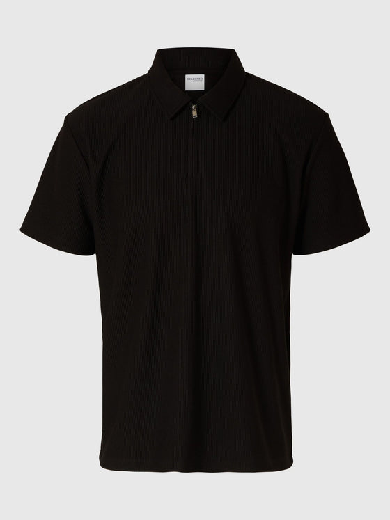 PLISSE 1/2 ZIP POLO BLACK