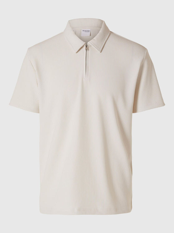 PLISSE 1/2 ZIP POLO EGRET