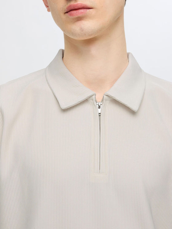 PLISSE 1/2 ZIP POLO EGRET