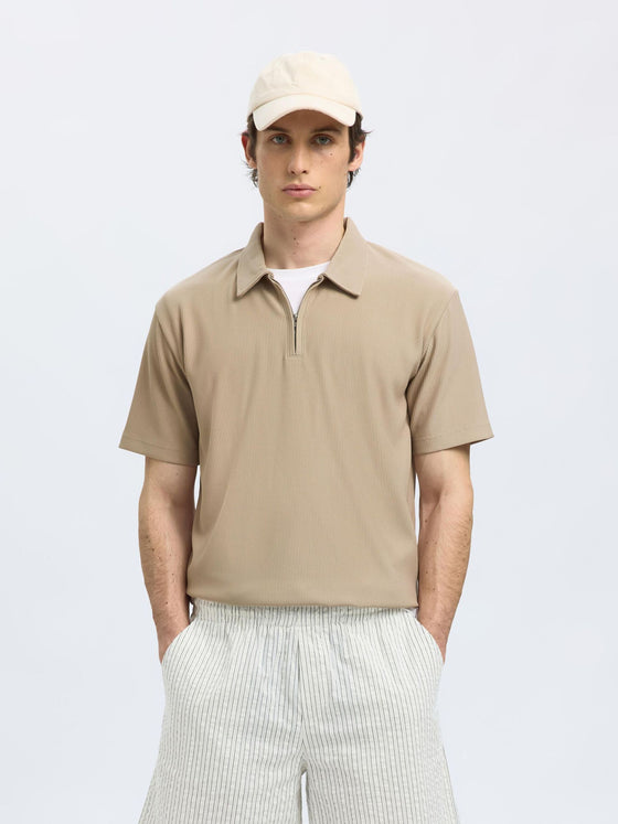 PLISSE 1/2 ZIP POLO CASHMERE