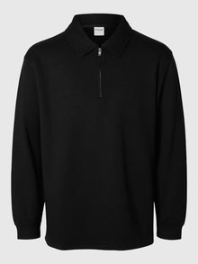  EMANUEL RELAXED SOFT POLO ZIP BLACK