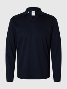  FAVE SPLIT NECK LS POLO SKY CAPTAIN