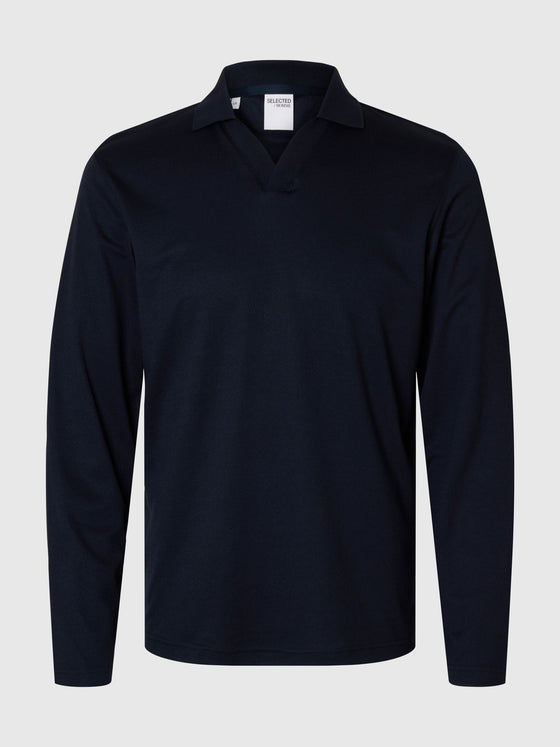 FAVE SPLIT NECK LS POLO SKY CAPTAIN