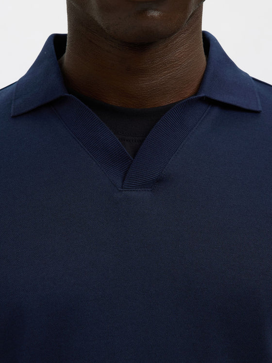 FAVE SPLIT NECK LS POLO SKY CAPTAIN