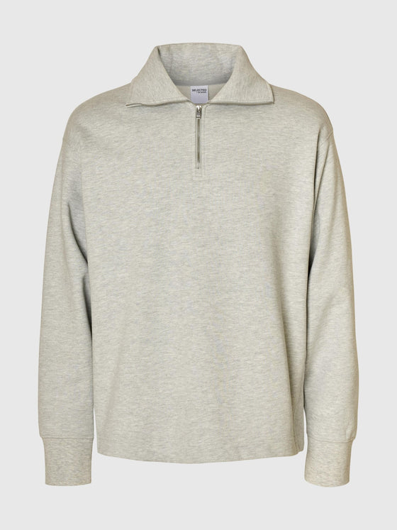 RELAX ARON 1/2 ZIP SWEATSHIRT LIGHT GREY MELANGE