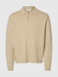  TELLER 1/2 ZIP POLO LS OATMEAL