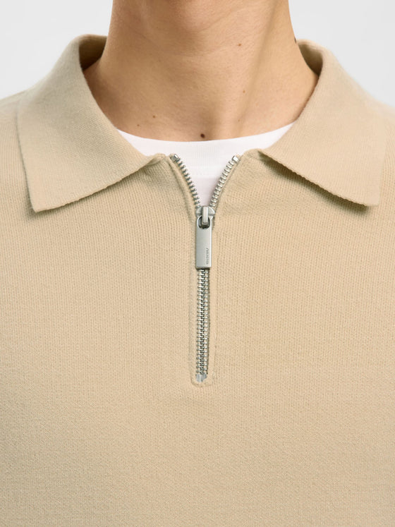 TELLER 1/2 ZIP POLO LS OATMEAL
