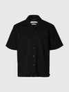 CASPER CLAY LINEN SHIRT BLACK