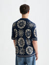 JACQUARD SUN KNIT DRESS BLUE
