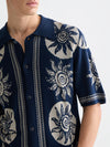 JACQUARD SUN KNIT DRESS BLUE