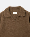 CLIFFORD KNITTED BOUCLE POLO BROWN