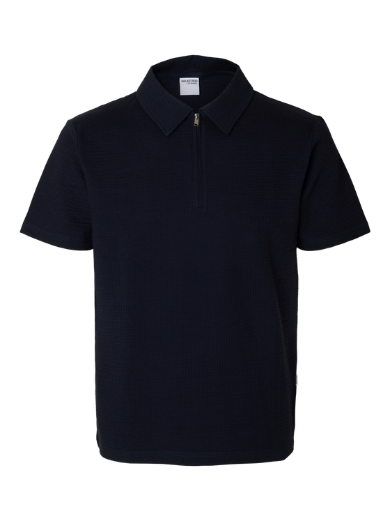 SANDER SEERSUCKER ZIP SS POLO SKY CAPTAIN