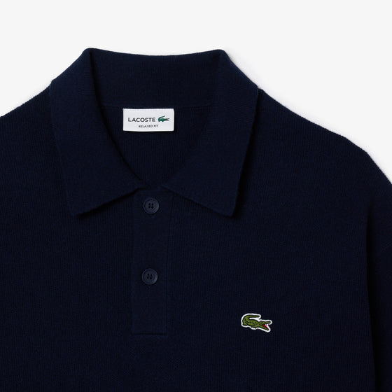 AH0582 RELAXED FIT KNITTED WOOL POLO NAVY (166)