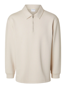  EMANUEL RELAXED SOFT POLO ZIP OATMEAL