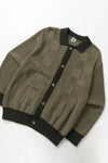 CHECK PANEL CARDIGAN OLIVE