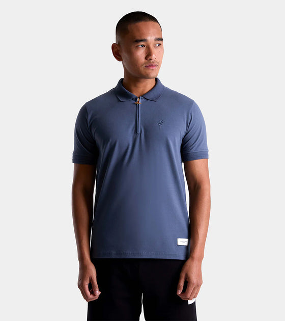 EMBROIDERED ZIP POLO CHARCOAL