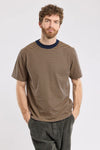 STRIPE T-SHIRT MARINE / CAMEL