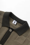 CHECK PANEL CARDIGAN OLIVE