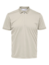 FAVE ZIP COLLAR S/S POLO OATMEAL