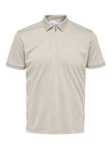  FAVE ZIP COLLAR S/S POLO OATMEAL