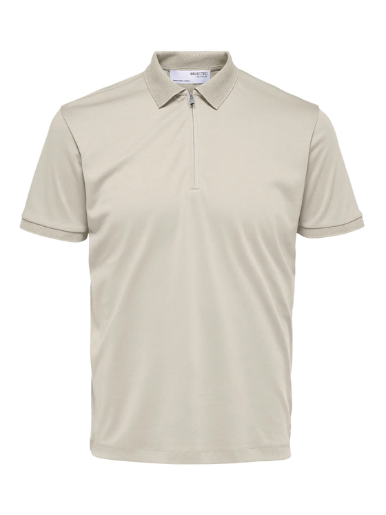FAVE ZIP COLLAR S/S POLO OATMEAL