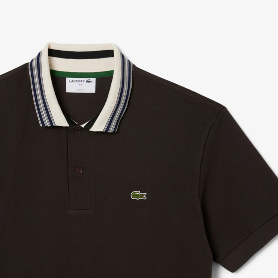 PH5421 FRENCH MADE STRIPE COLLAR POLO DARK BROWN (SKB)