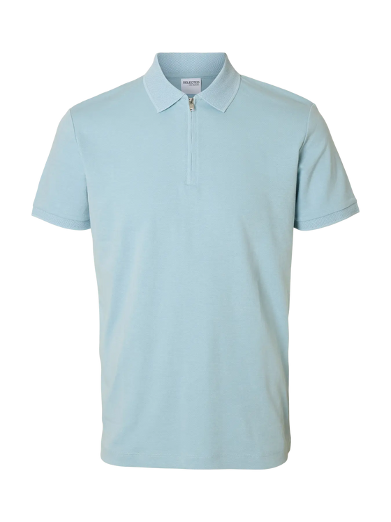 FAVE ZIP COLLAR S/S POLO WINTER SKY