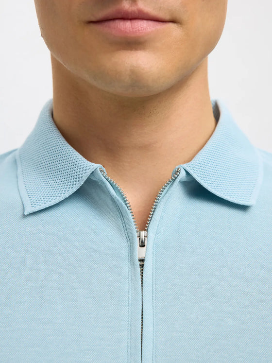 FAVE ZIP COLLAR S/S POLO WINTER SKY