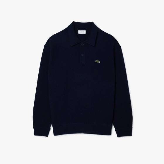 AH0582 RELAXED FIT KNITTED WOOL POLO NAVY (166)