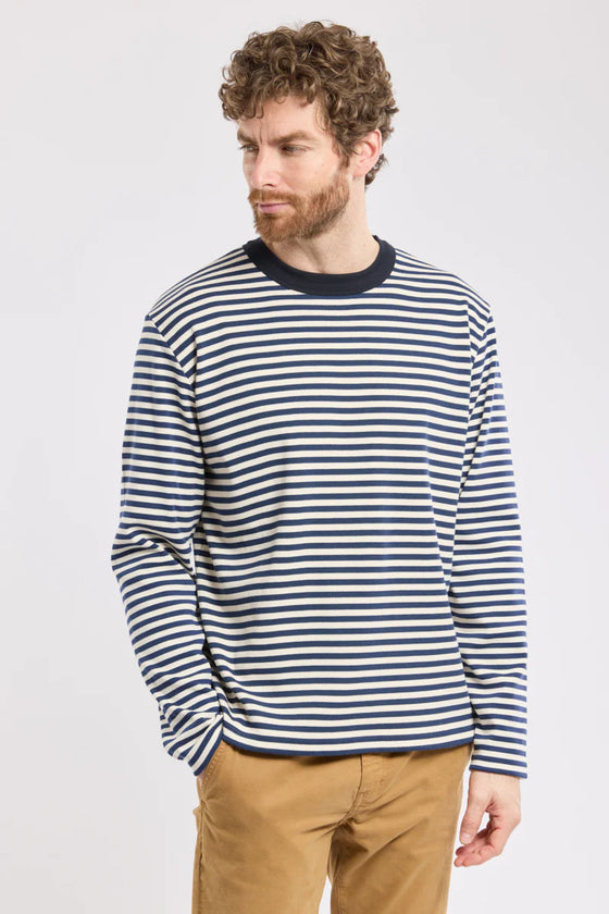 73936 LS HERITAGE T-SHIRT MARINE / MILK