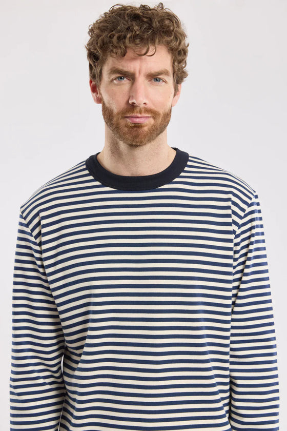 73936 LS HERITAGE T-SHIRT MARINE / MILK