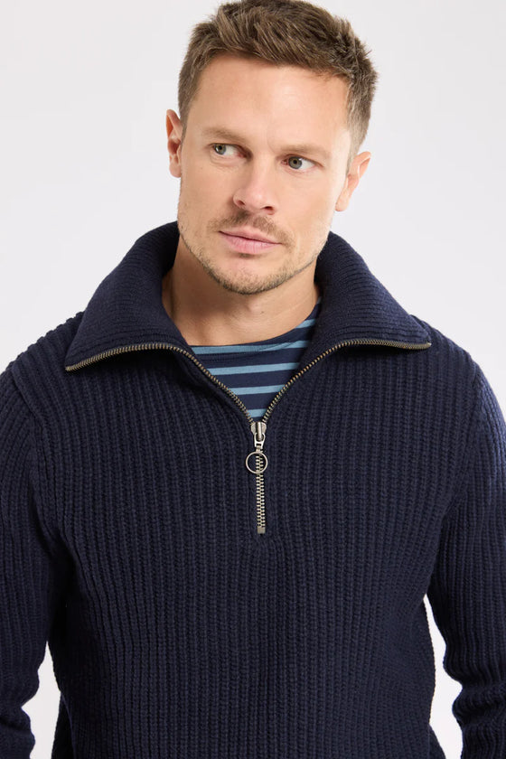79502 REX SWEATER ZIP NAVIRE NAVY
