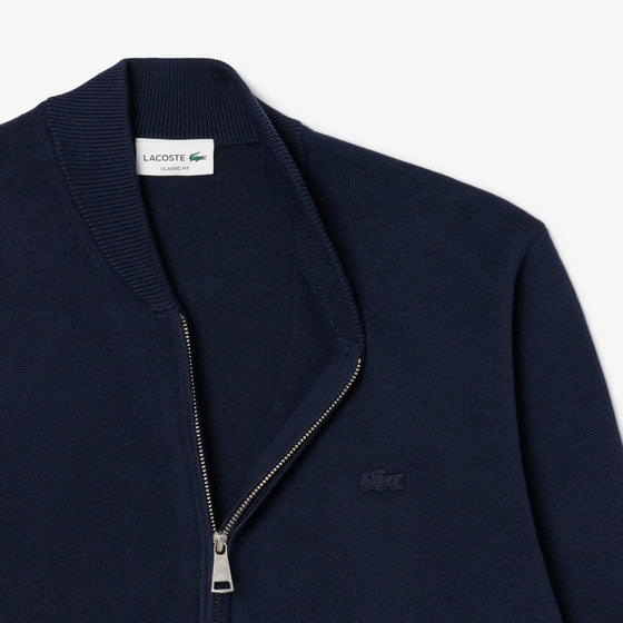 KNITTED BOMBER JACKET NAVY BLUE (166)