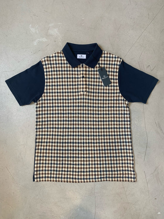 ICONIC SS CLUB CHECK FRONT POLO NAVY/MULTI
