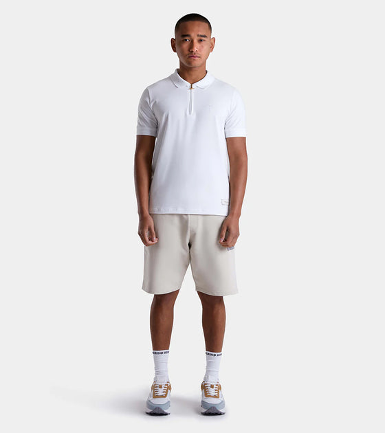 EMBROIDERED ZIP POLO WHITE