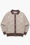 CHECK PANEL CARDIGAN MUSHROOM