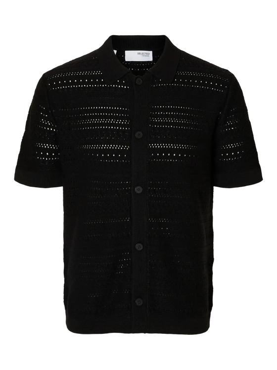 PALO KNIT CROCHET CARDIGAN BLACK