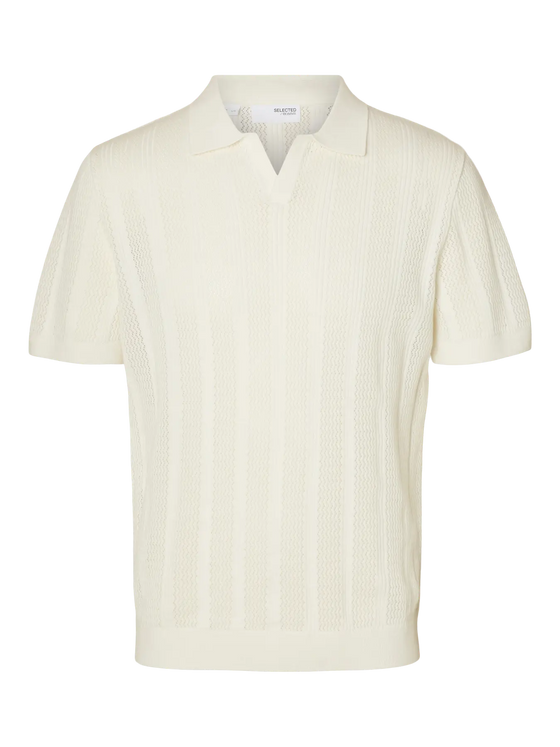 WELLS CROCHET SS POLO EGRET