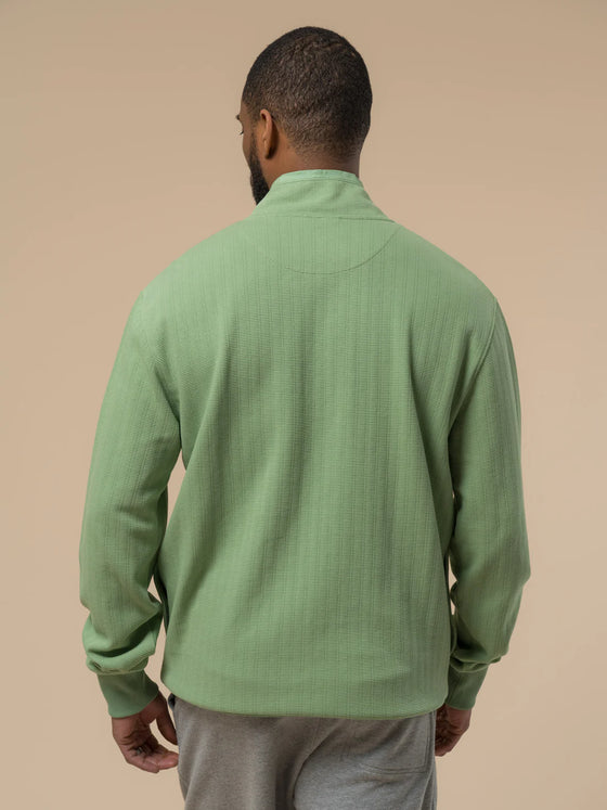 TEXTURED STRIPE 1/4 ZIP SWEATSHIRT MISTLETOE