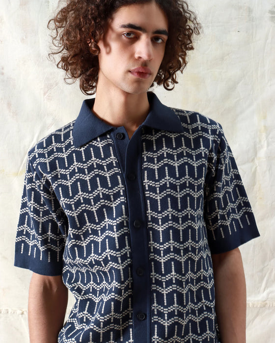 ZIGGER CARDI PALM TREE NAVY IRIS