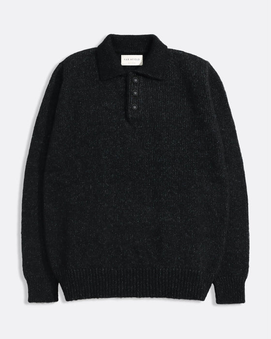 KIER KNIT POLO DARK GREY FLECK