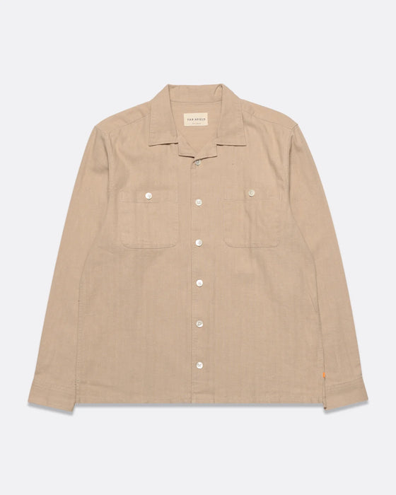 HIRO HERRINGBONE TWILL OVERSHIRT SAND