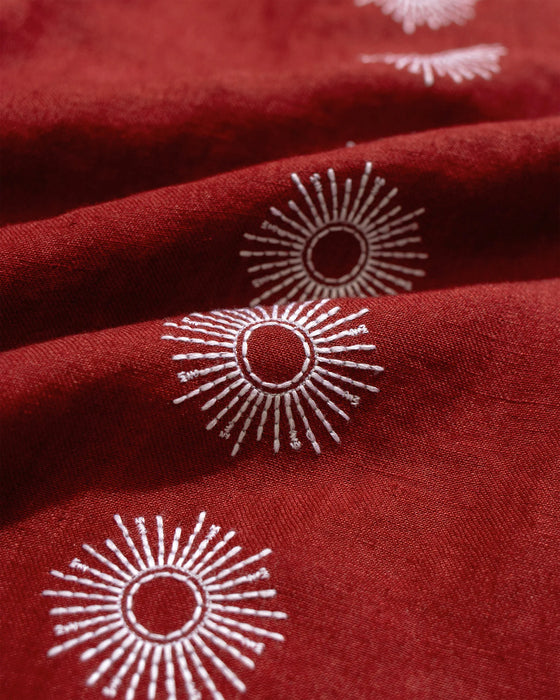 STACHIO SS SHIRT SOL STRIPE DEEP RED LINEN